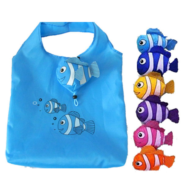 6 Pack of Assorted Colors Ripstop Nylon Clownfish Shopping Bags