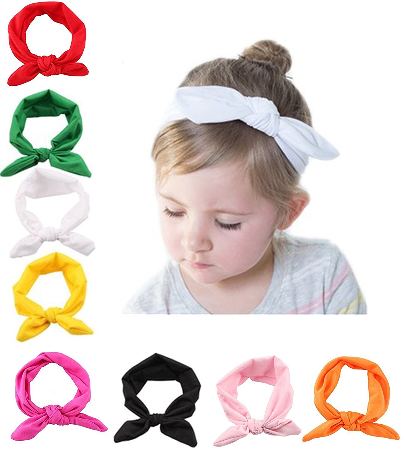 Ahyuan Baby Girls Toddler Bow Headbands Turban Knot Rabbit Headwear 8pcs