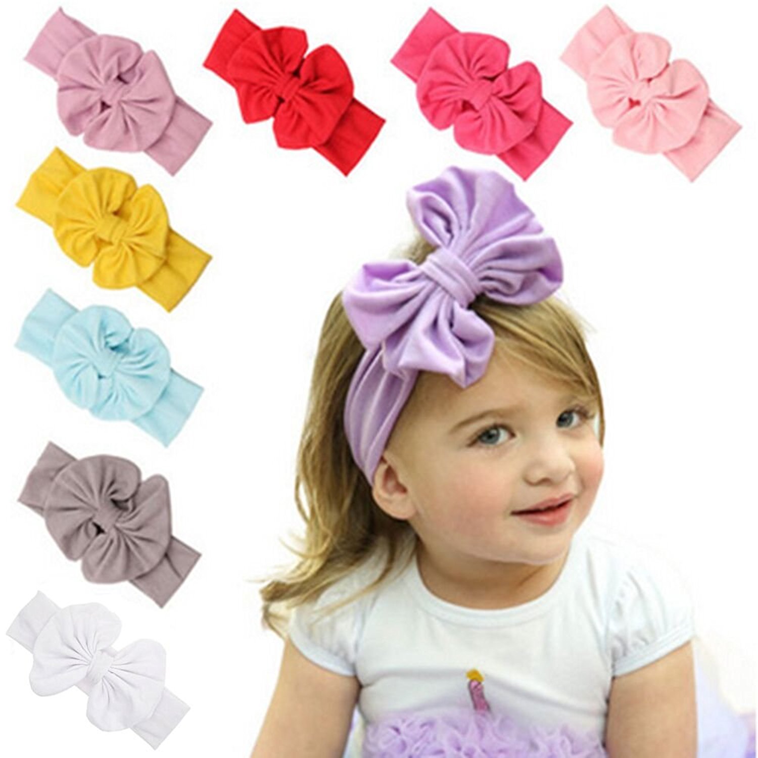 Ahyuan Baby Girl Toddler Newest Turban Headband Girl's  with Bows 8pcs