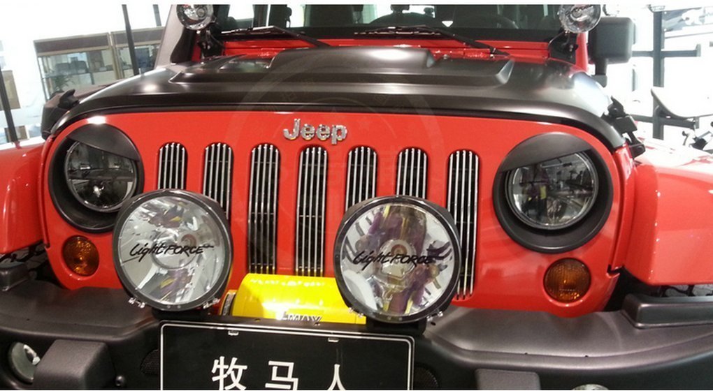 Black Bezels Front Light Headlight Angry Bird Style For Jeep Wran